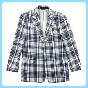 Vintage‎ Ben Silver Charleston Blazer Men's 42R Plaid Jacket Sport Coat READ